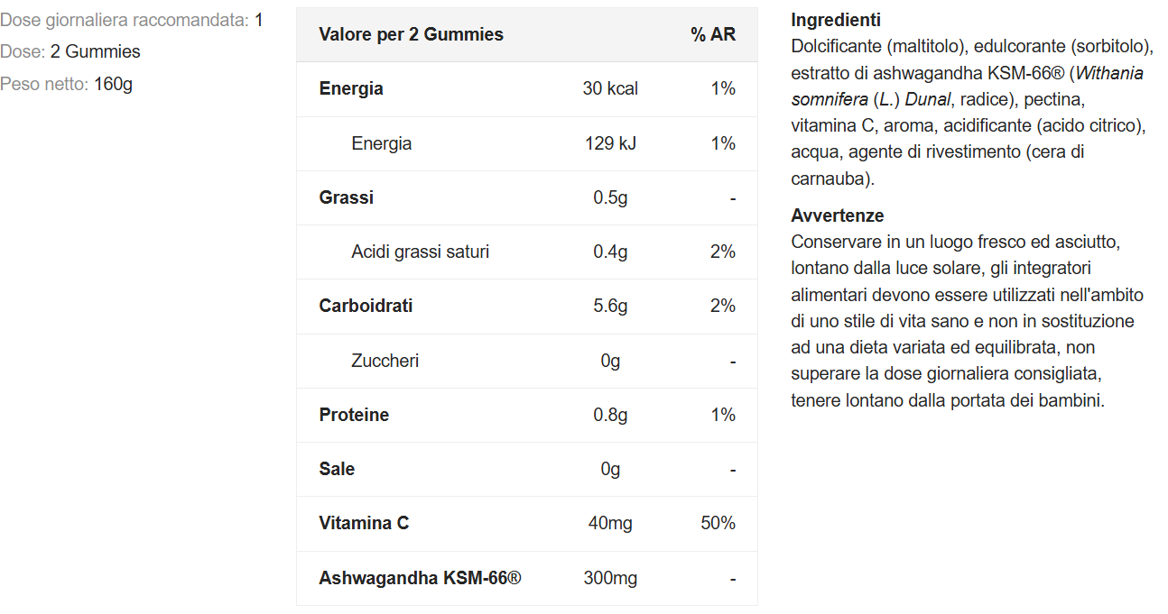 Ashwagandha - 40 Gummies gusto sweet orange