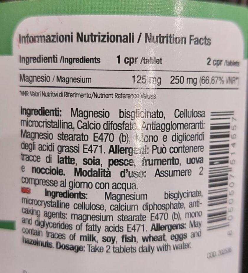 MAGNESIO BISGLICINATO 60 CPR pro nutrition