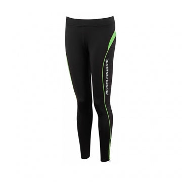 Musclepharm Sportswear Womens Detailed Tight Black-Lime Green - leggings donna