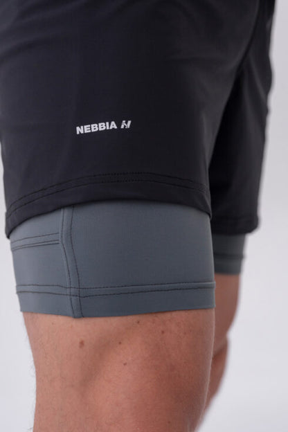 Double-Layer Shorts with Smart Pockets 318 - Nebbia pantaloncino - Medium
