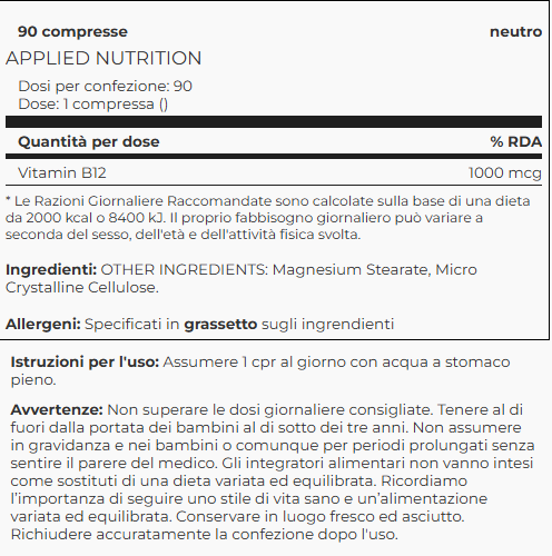 Applied nutrition vitamin B12 90 cps