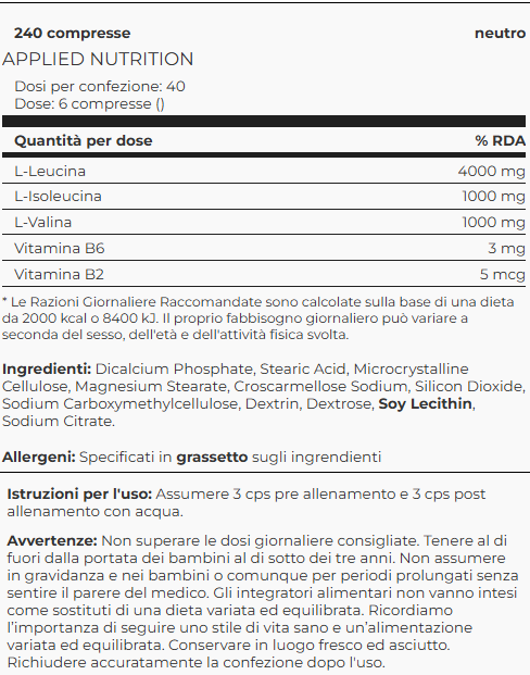 Applied nutrition BCAA 240 tabs