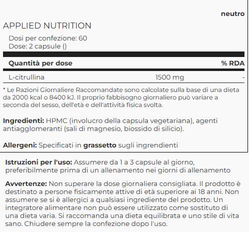 Applied nutrition L-Citrulline 1500 120 cps